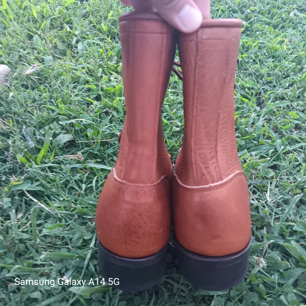 Laredo Cowgirl Leather Boots Women's 7M Brown Lace Up Western Booties - Picture 4 of 6